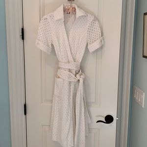 White eyelet wrap dress